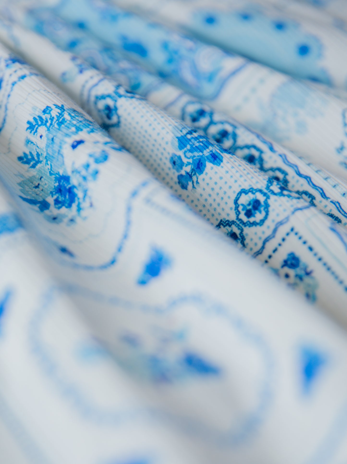 Ribbed Knit Dress - Patchwork Blue