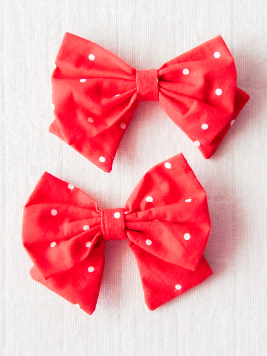 Bow Set Duo - Red White and Dotty