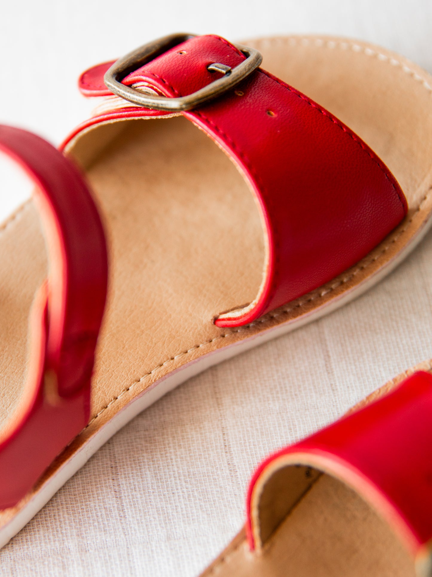 Ankle Strap Sandals - Red