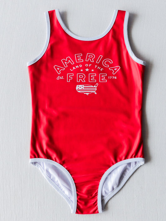 Graphic One Piece - American Firework Red