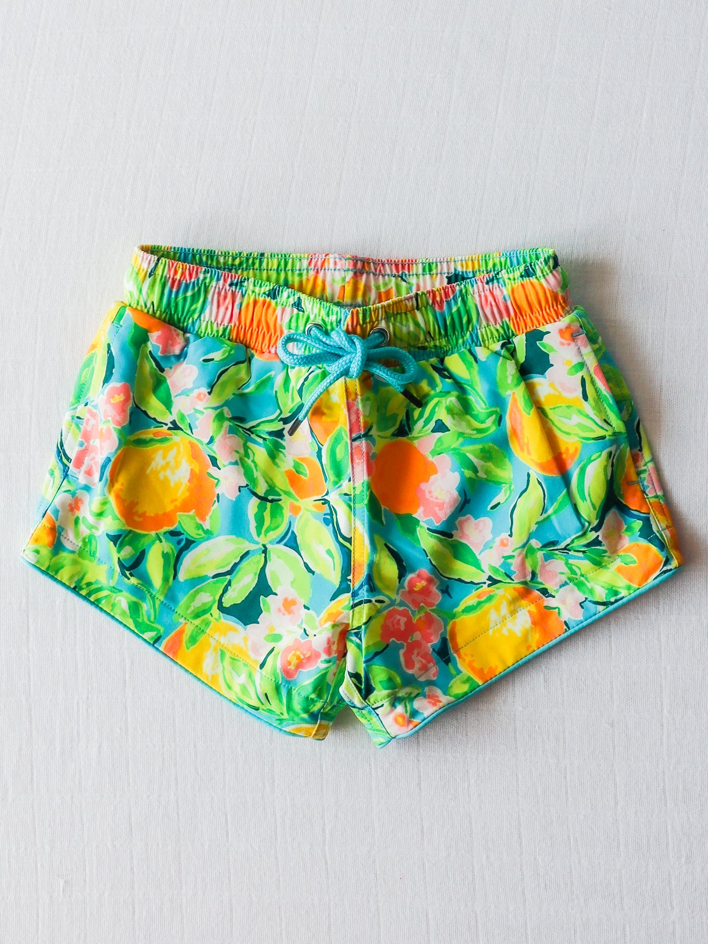 Boy's Swim Trunks - Bright Lemon Floral