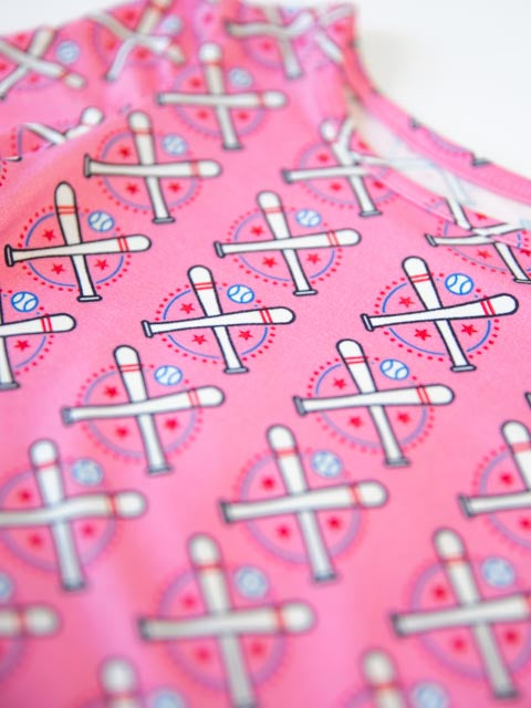 Cloud Fitted Pajamas - Baseball Bats Pink