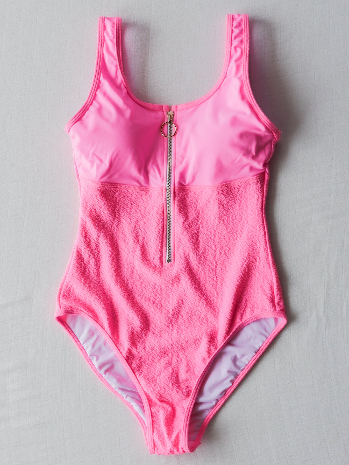 Women's Half Zip One Piece - Cherry Pink