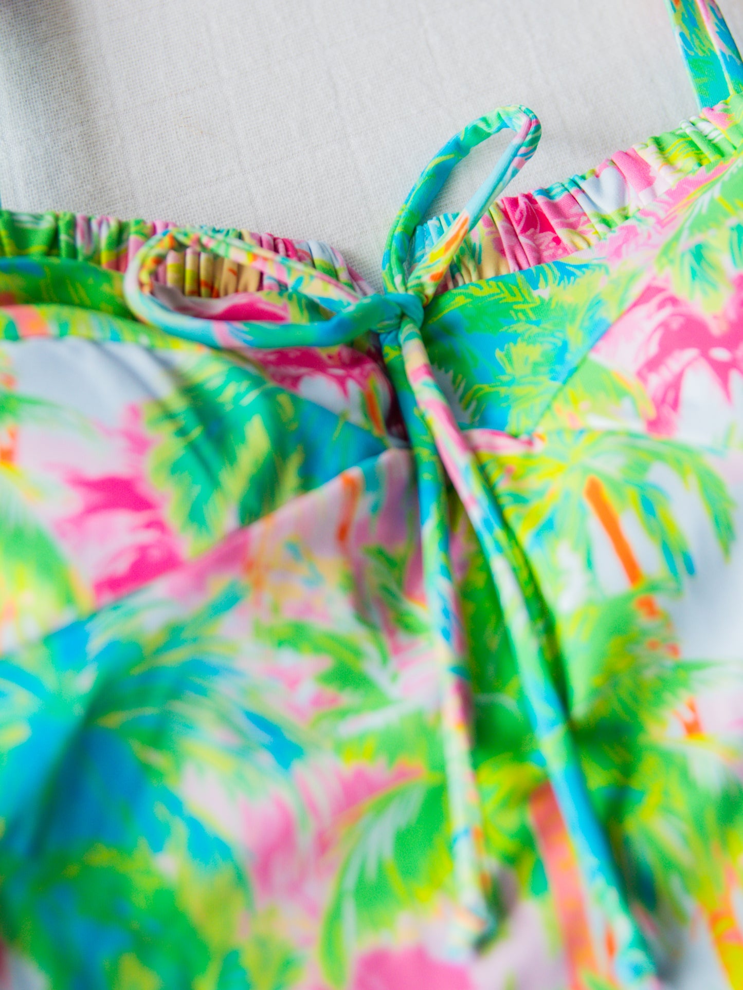 Women's Belted One Piece - Neon Palms