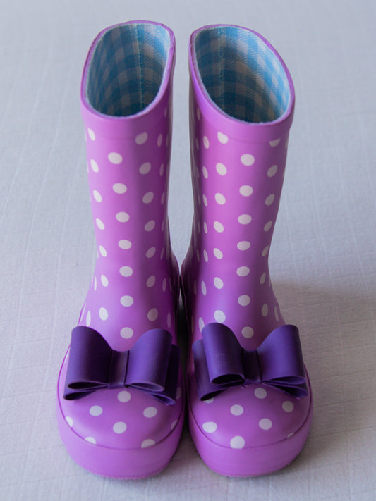 Cheery Rain Boots - Fuchsia Dotty