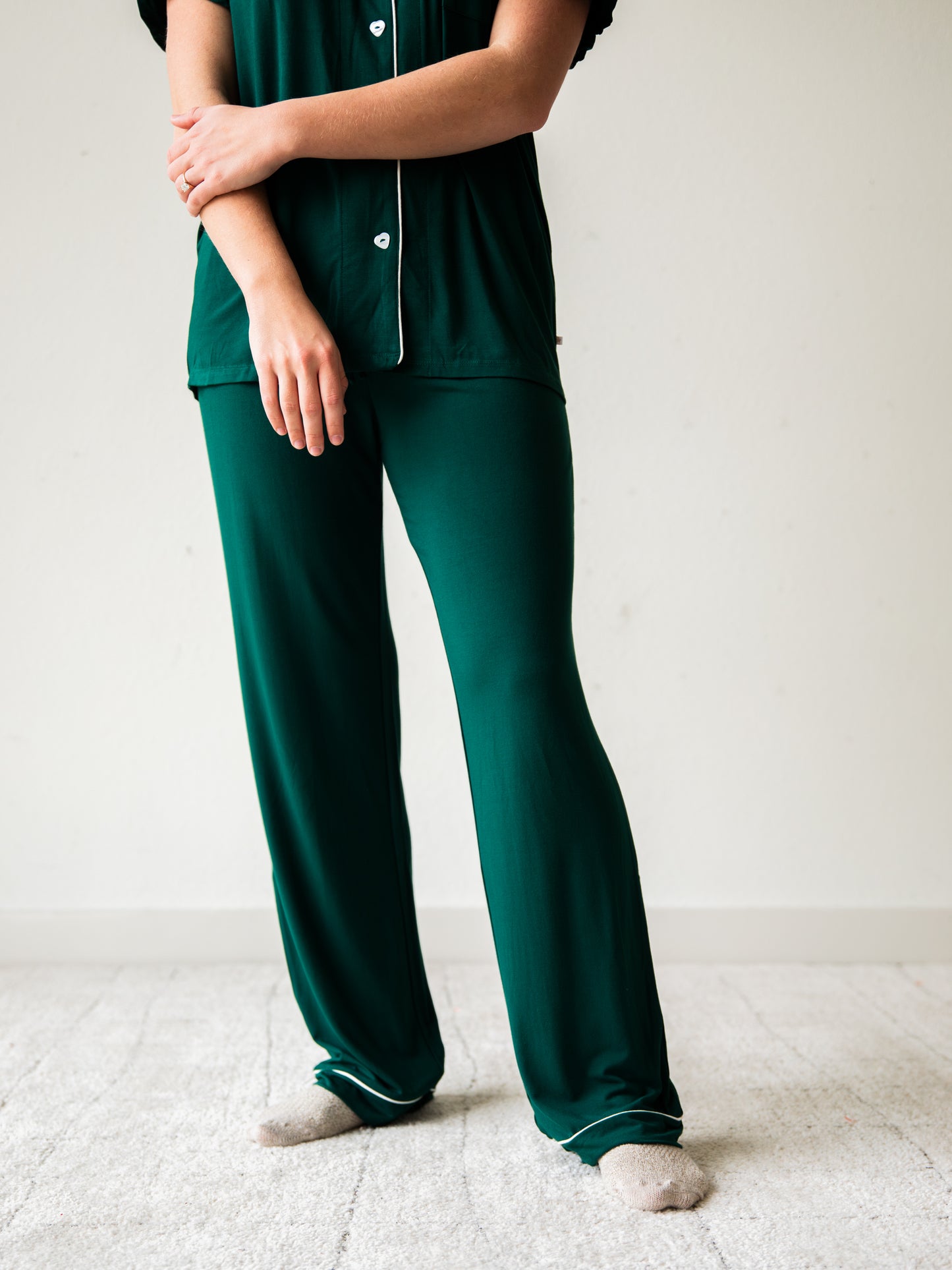 Women's Relaxed Pajama Set - Dark Emerald - SweetHoney Clothing