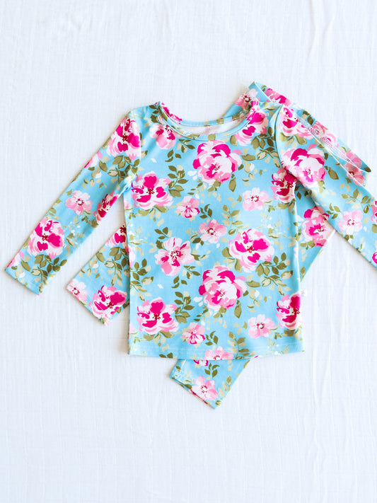 Cloud Fitted Pajamas - Swirly Floral Pinks