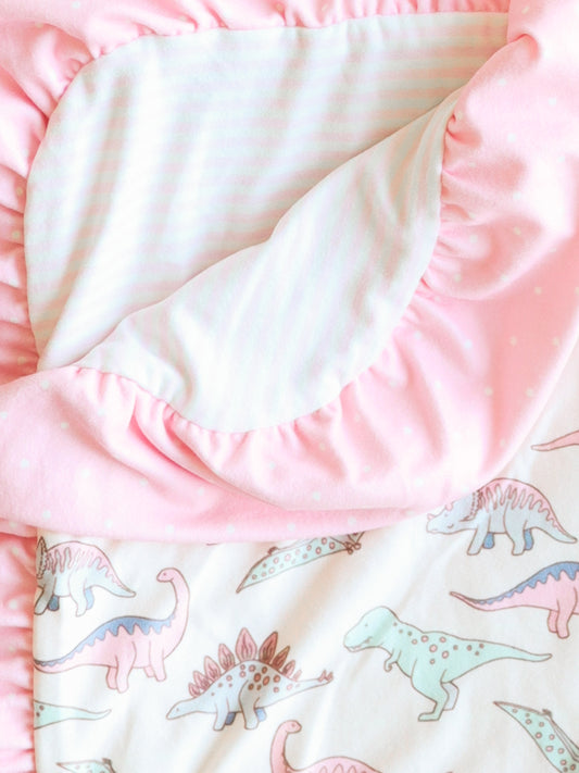 Dreamer Ruffled Blanket - Dino Dreams