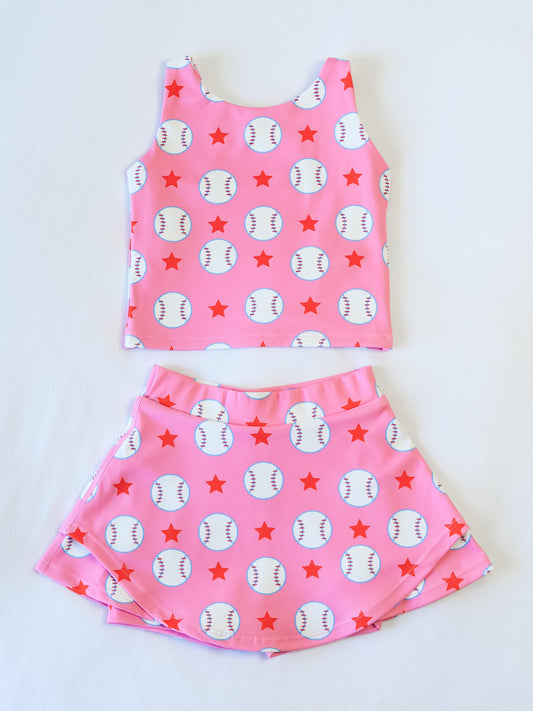 Active Skort Set - Allstar Baseball Pink