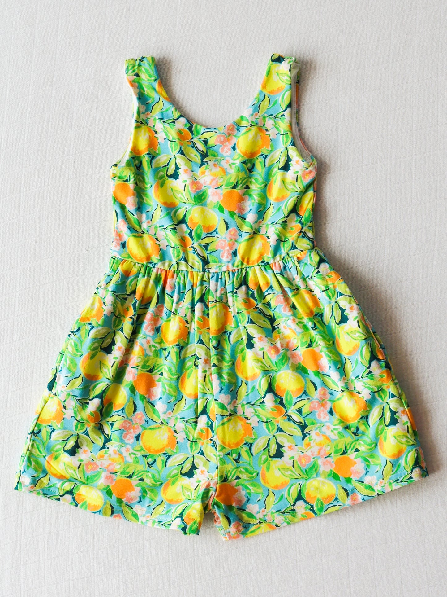 Short Leggy Romper - Bright Lemon Floral