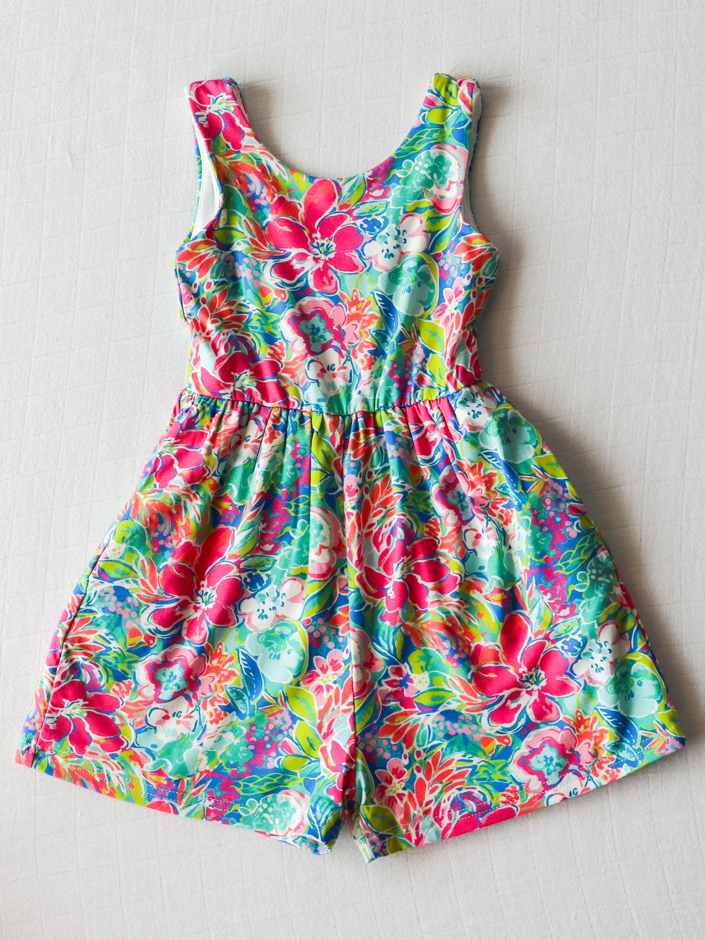 Short Leggy Romper - Hawaiian Blooms