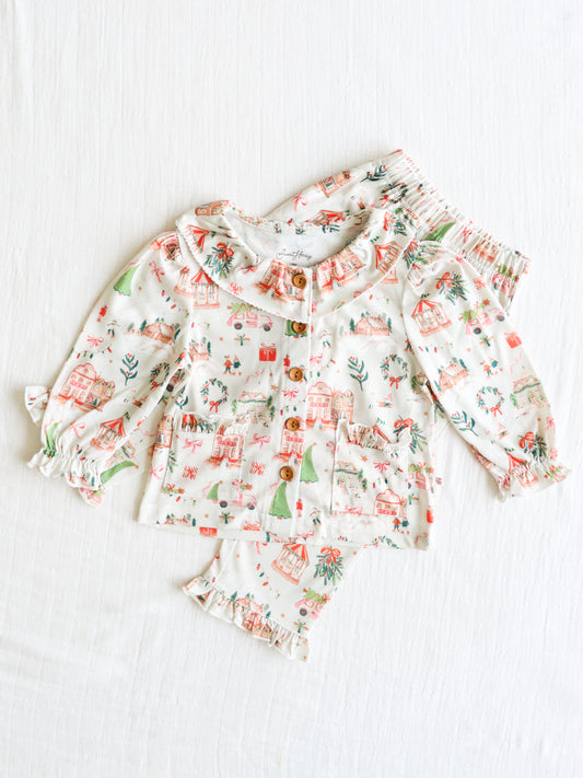 Vintage Ruffled Pajamas - Christmas Village