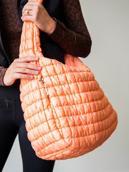 Puffer Tote - Coral