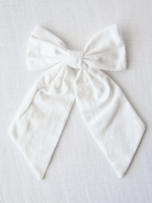 Small Long Tail Bow - White
