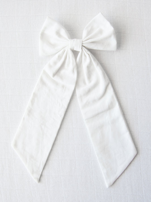 Large Long Tail Bow - White