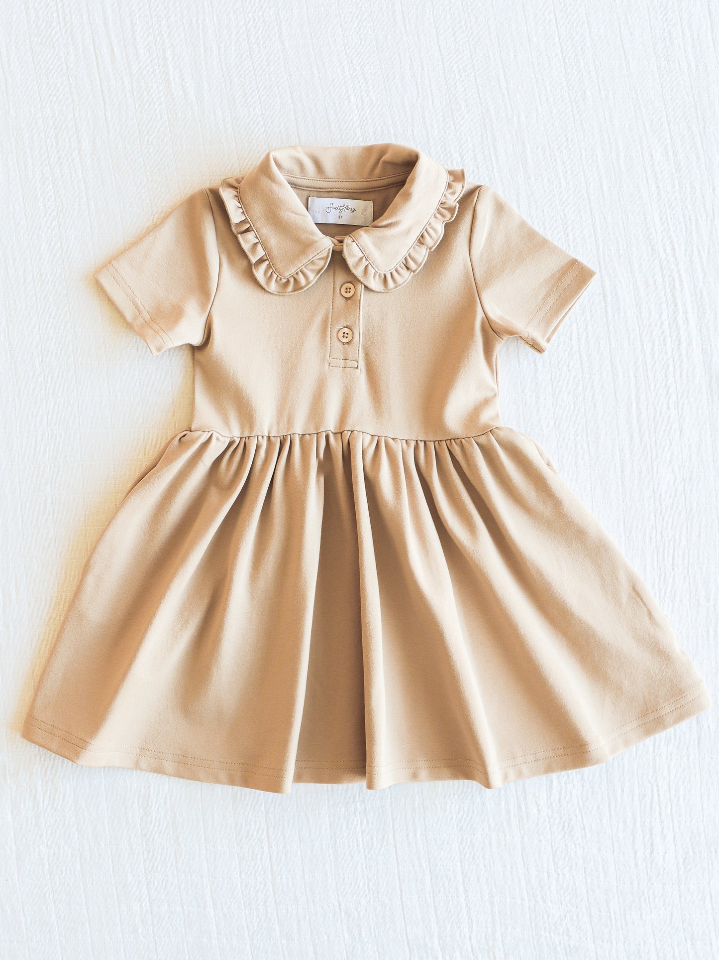 Ruffled Polo Dress - Khaki