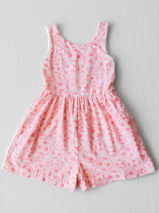 Short Leggy Romper - Soccer in Pink