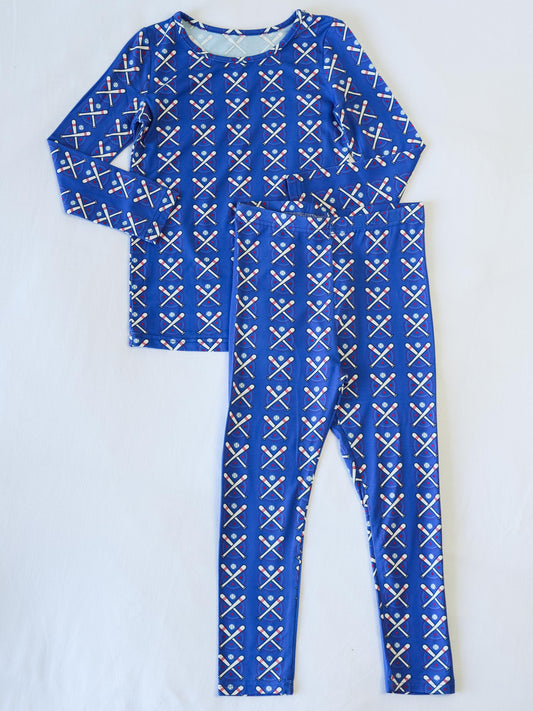 Cloud Fitted Pajamas - Baseball Bats Navy