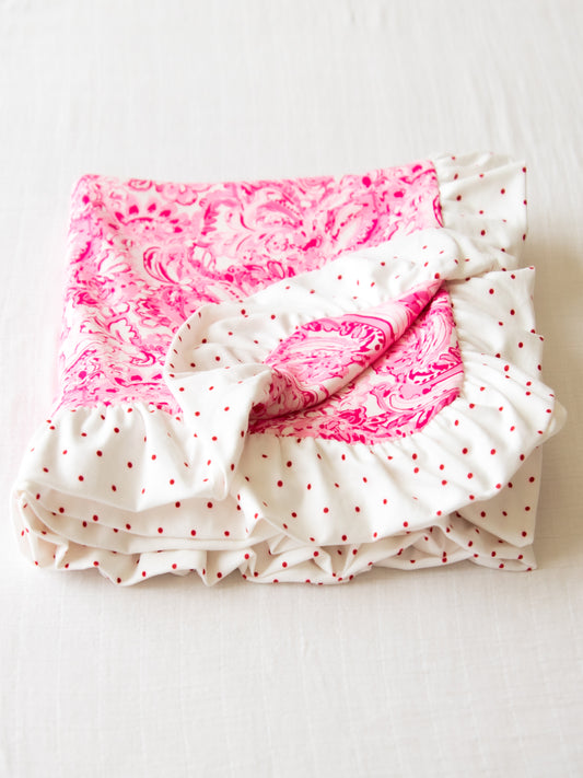 Dreamer Ruffled Blanket - Pink Paisley