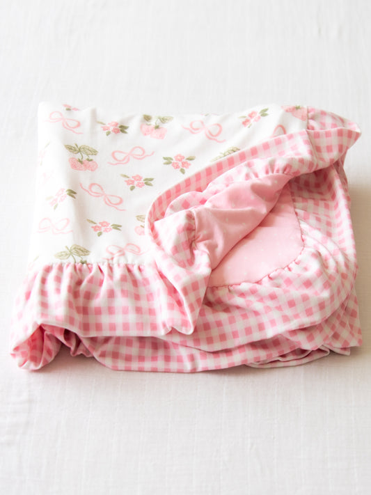 Dreamer Ruffled Blanket - Pink Berry Bows