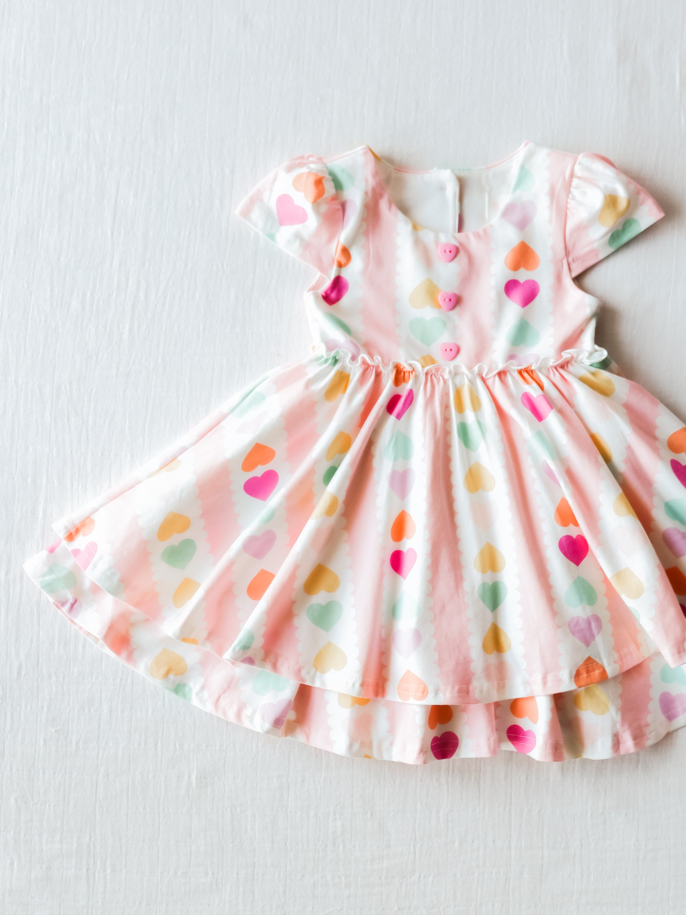 Hazel Dress - Rainbow Hearts - SweetHoney Clothing