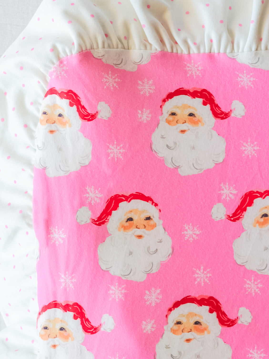 Dreamer Ruffled Blanket - Jolly St Nick in Pink