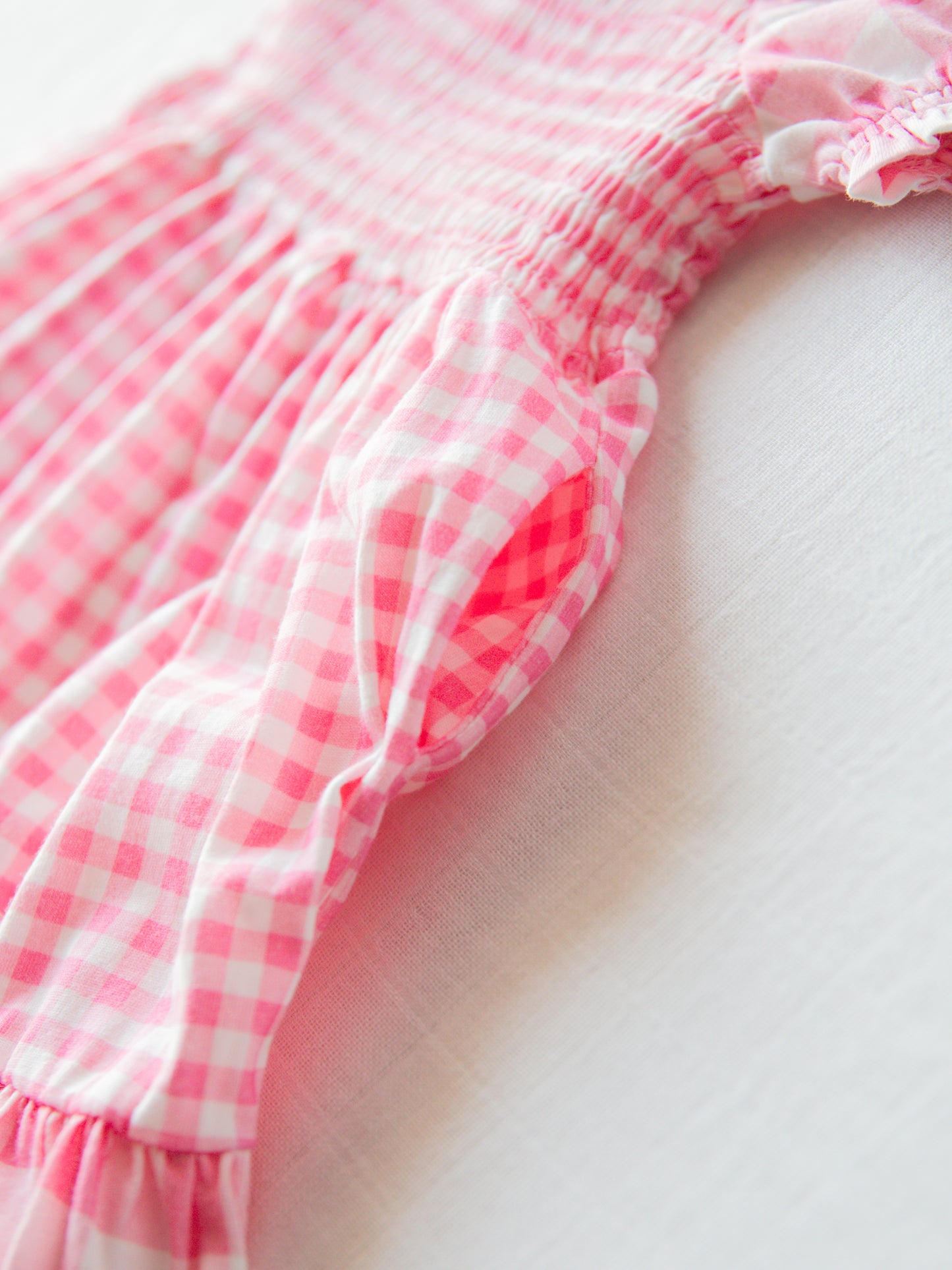 Puff Sleeve Dress - Heart Pink Check