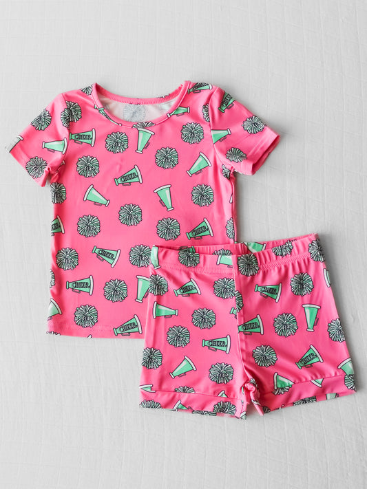 Cloud Fitted Short Set Pajamas - Pep Rally Pink