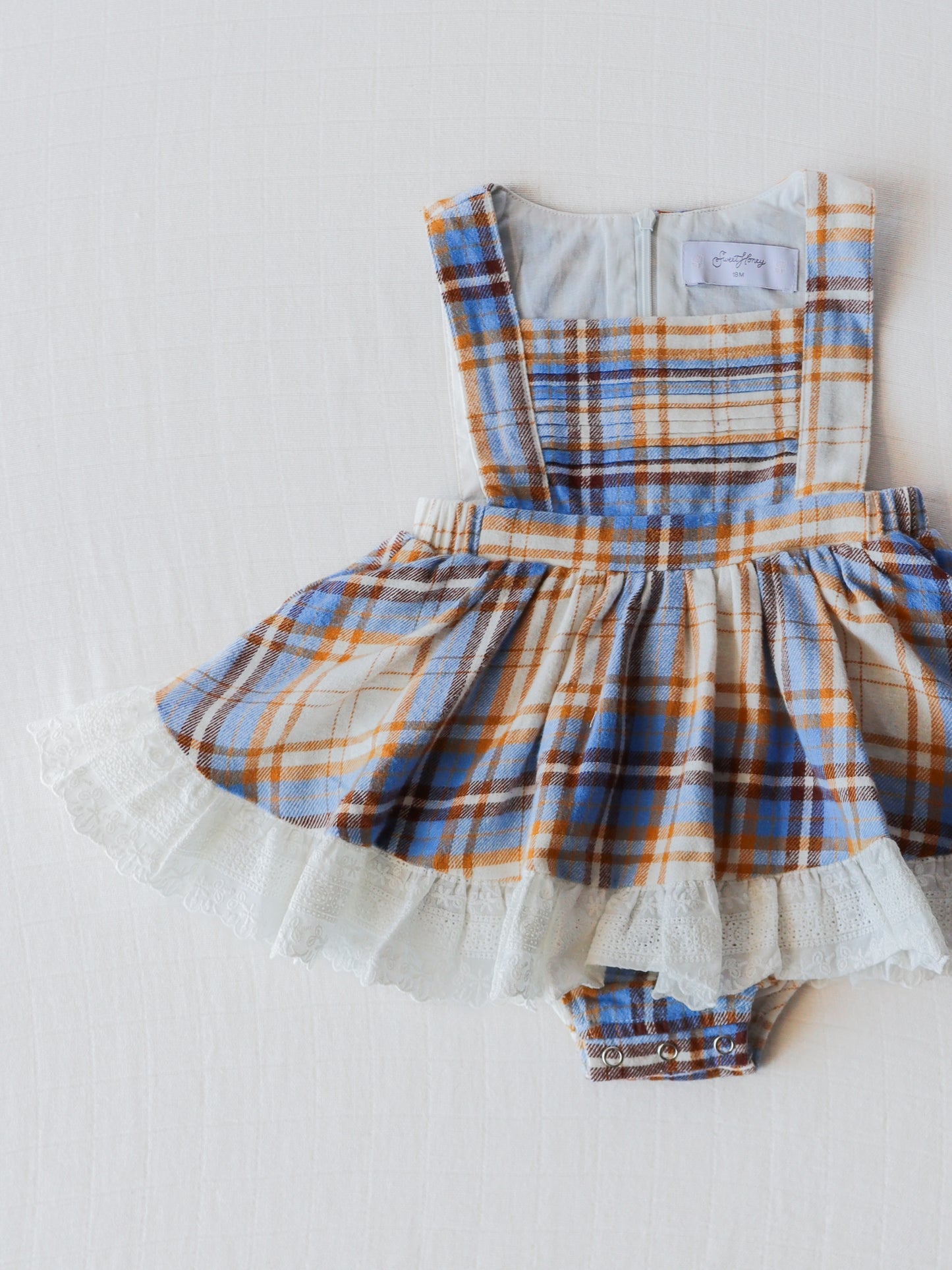 Pinafore Set - Blue Stone Plaid