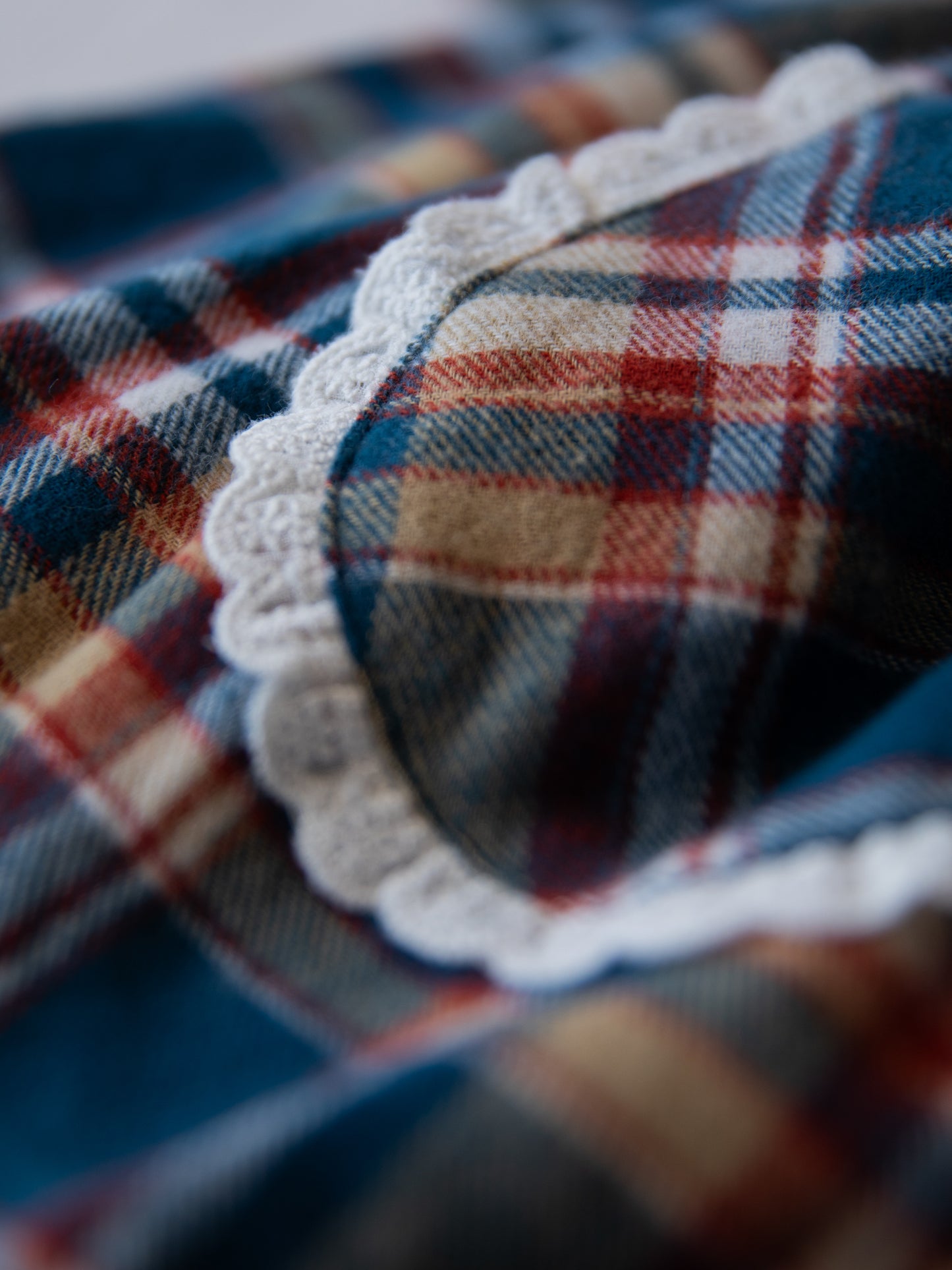 Ruffled Pocket Tunic Set - Navy Golden Plaid