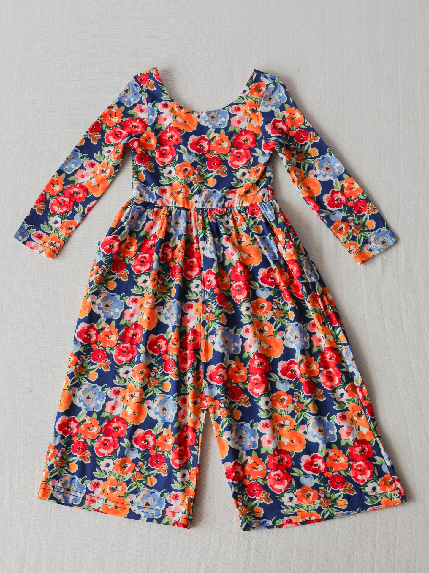 Leggy Romper - Navy Fall Blooms