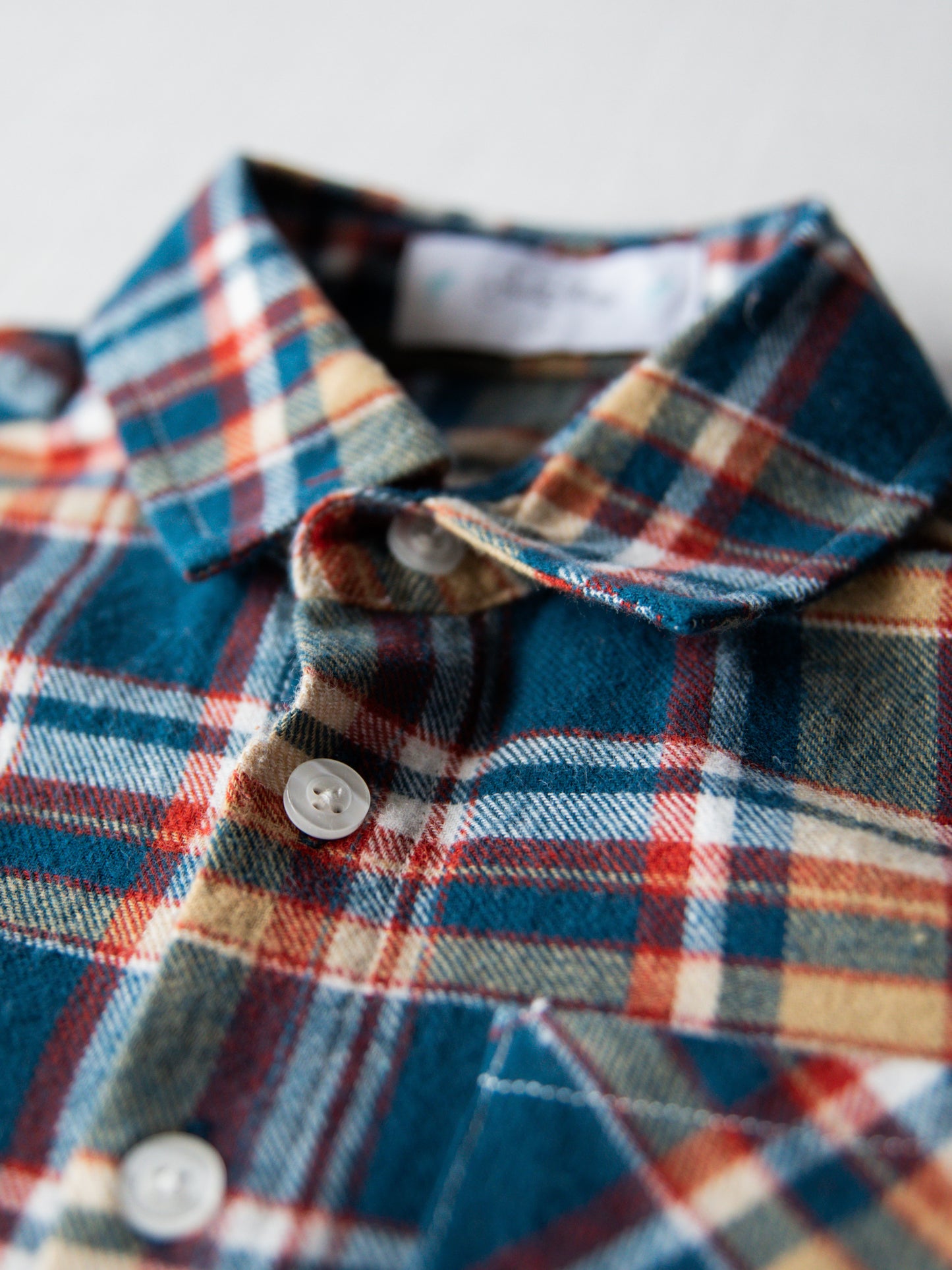 Button Up Shirt - Navy Golden Plaid