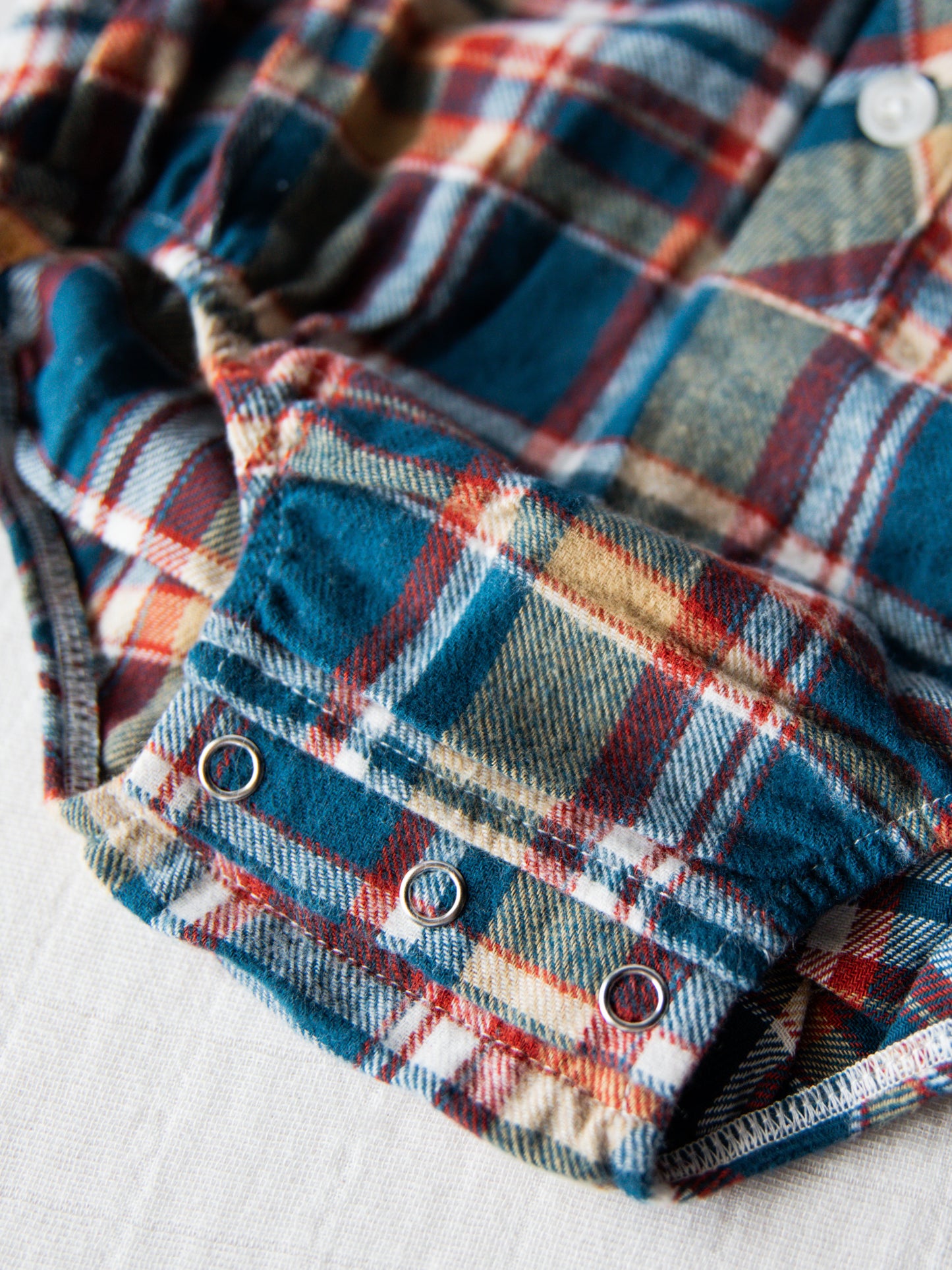 Button Up Shirt - Navy Golden Plaid