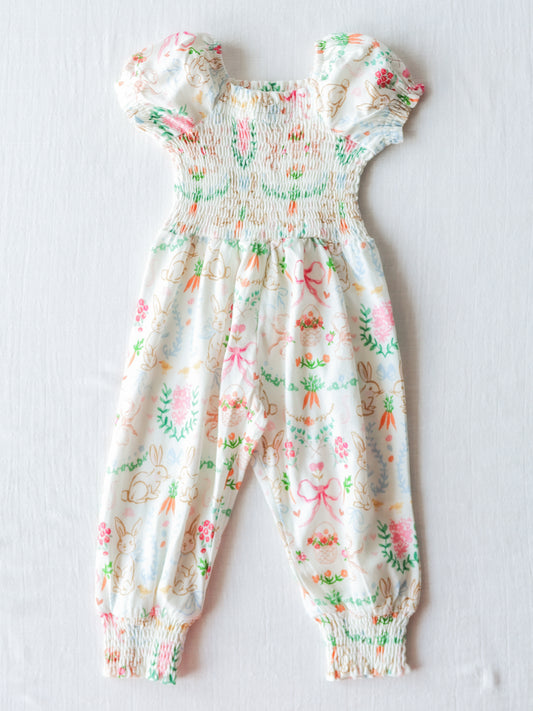 Smocked Romper - Down the Bunny Trail