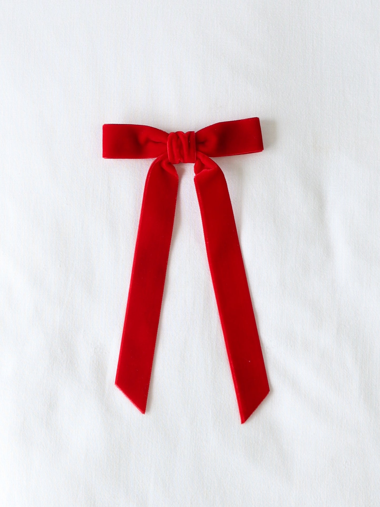 Long Tail Velvet Bow - Red