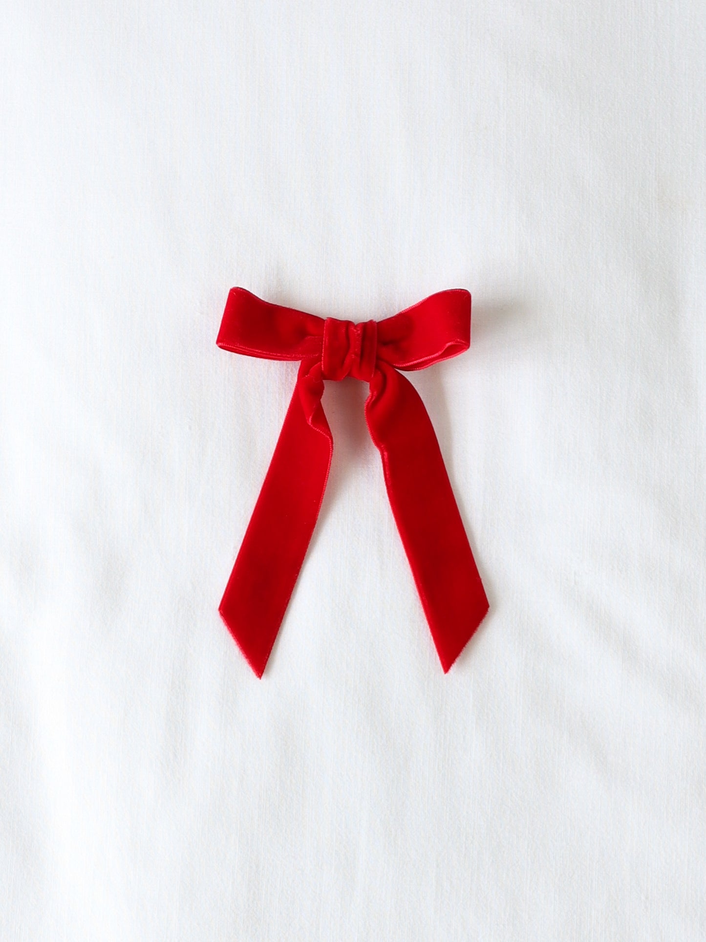 Long Tail Velvet Bow - Red