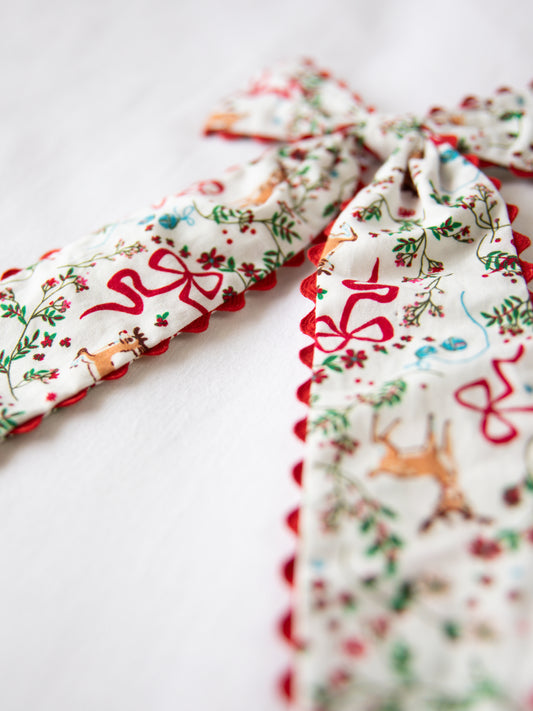 Small Long Tail Bow - Holly Jolly Reindeer