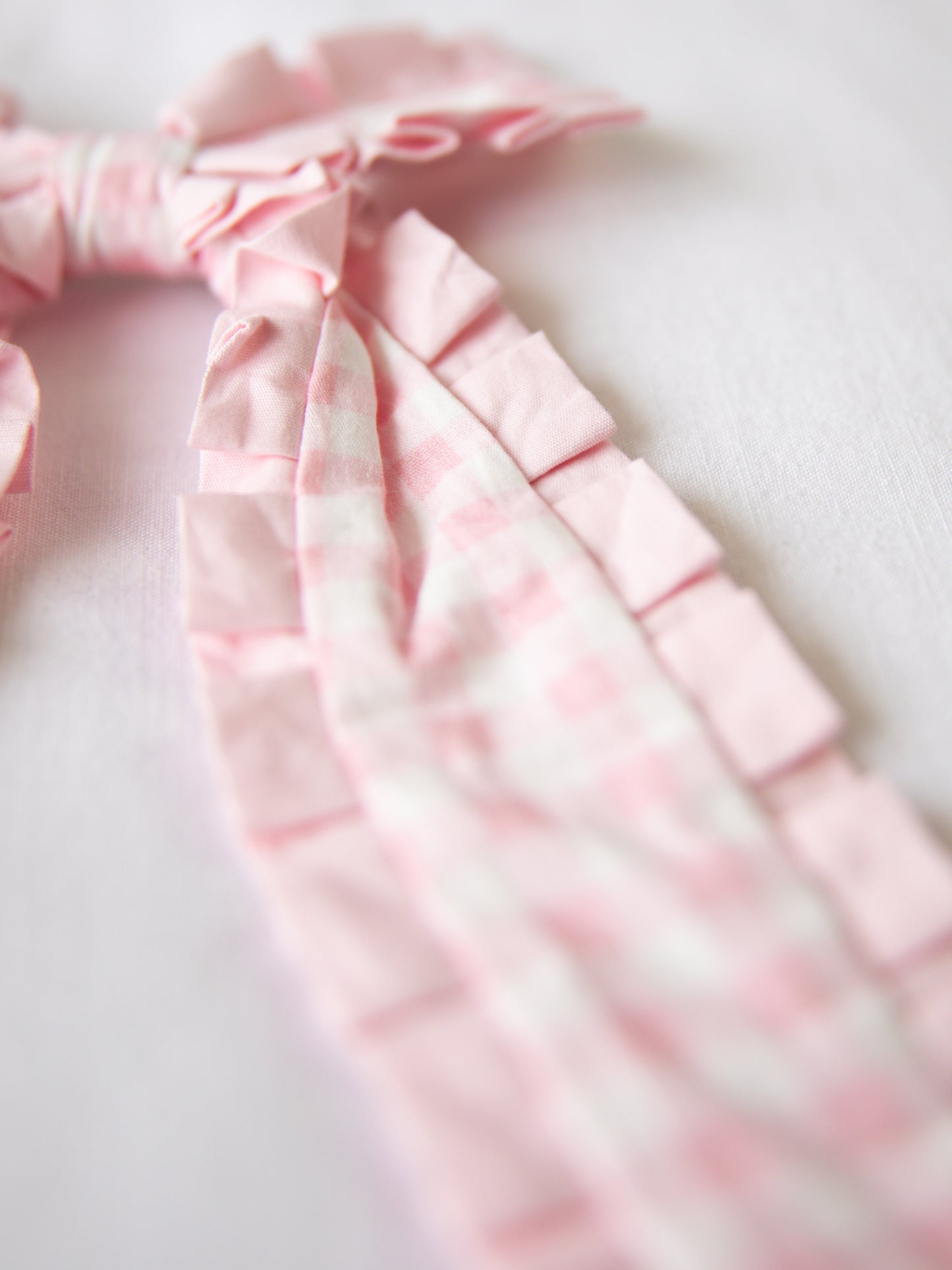 Small Long Tail Bow - Pink Check