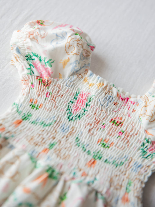 Smocked Romper - Down the Bunny Trail