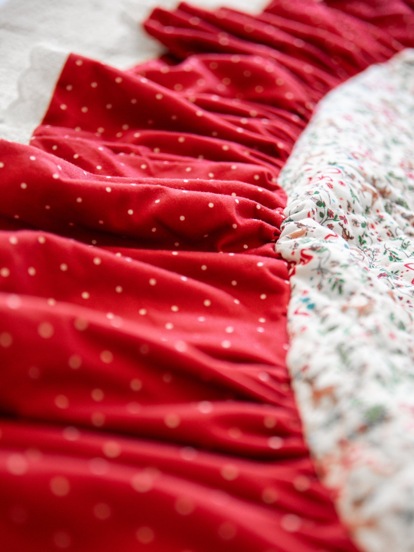 Quilted Ruffled Tree Skirt - Holly Jolly Reindeer