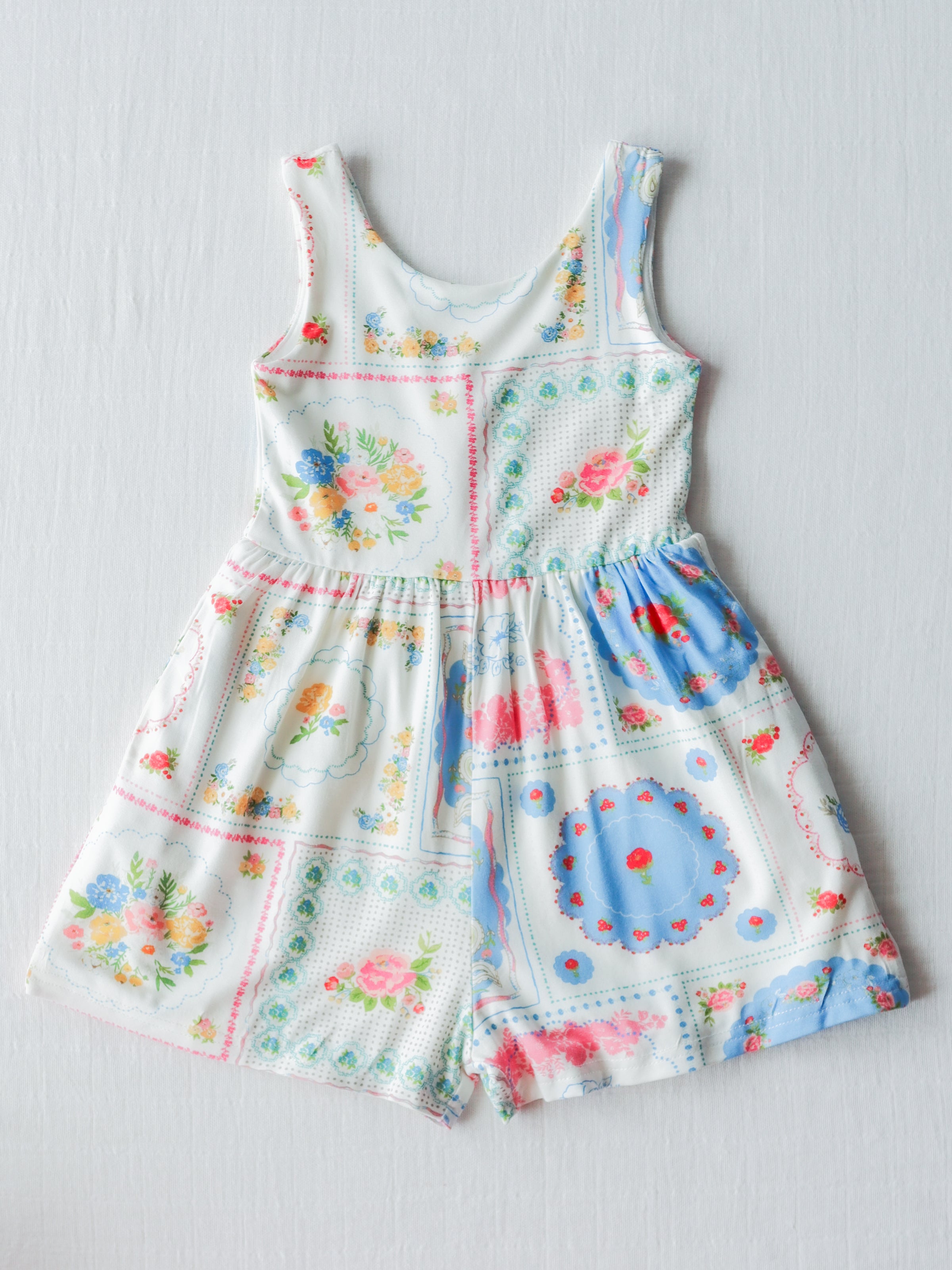 Short Leggy Romper - Spring Patchwork - SweetHoney Clothing