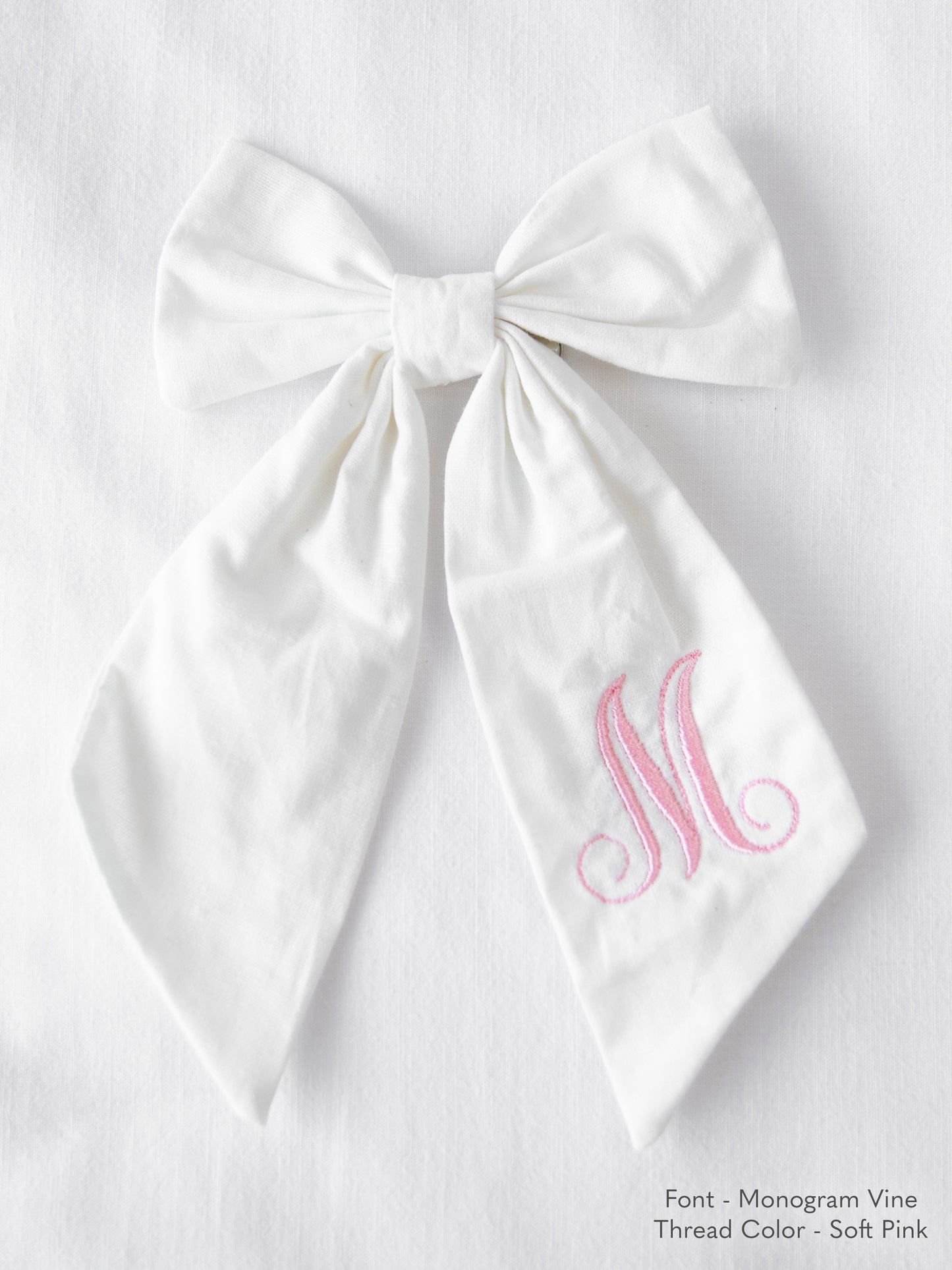 Small Long Tail Bow - White