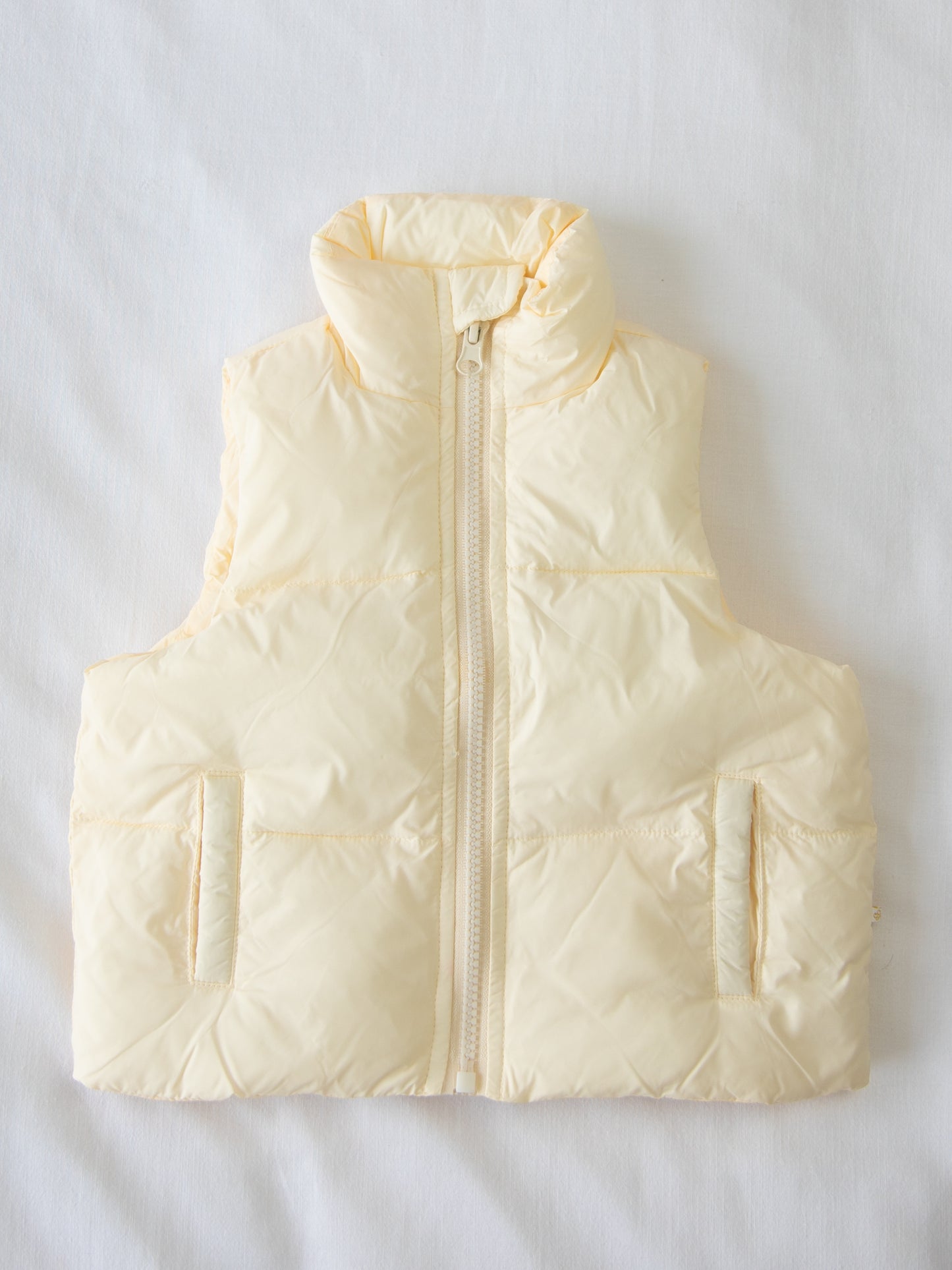 Cropped Puffer Vest - Ivory