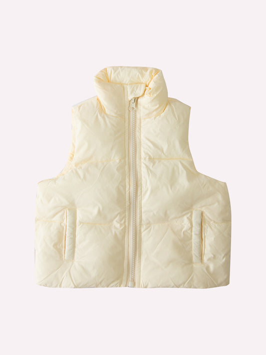 Cropped Puffer Vest - Ivory