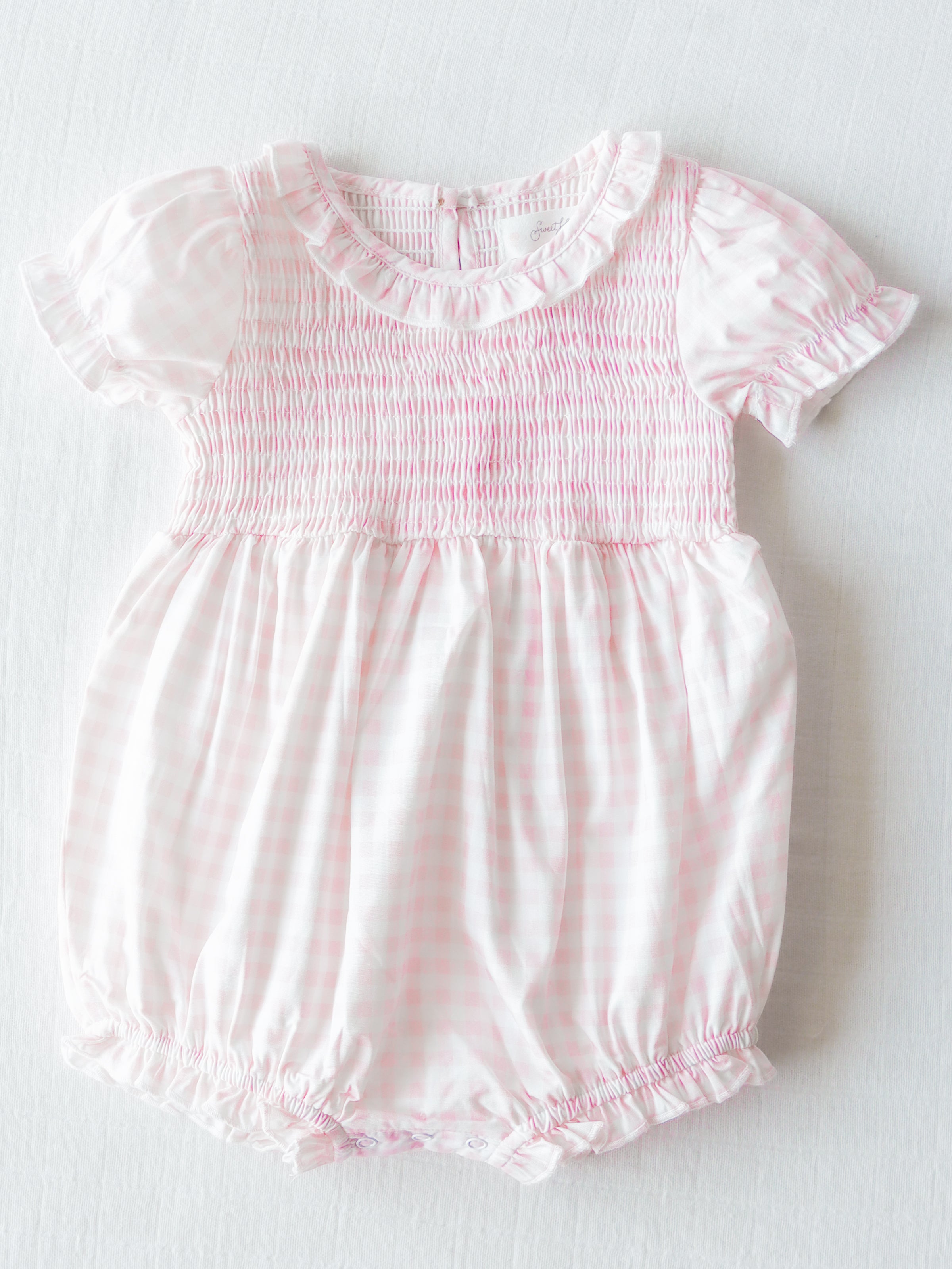 Smocked Bubble - Pink Check - SweetHoney Clothing