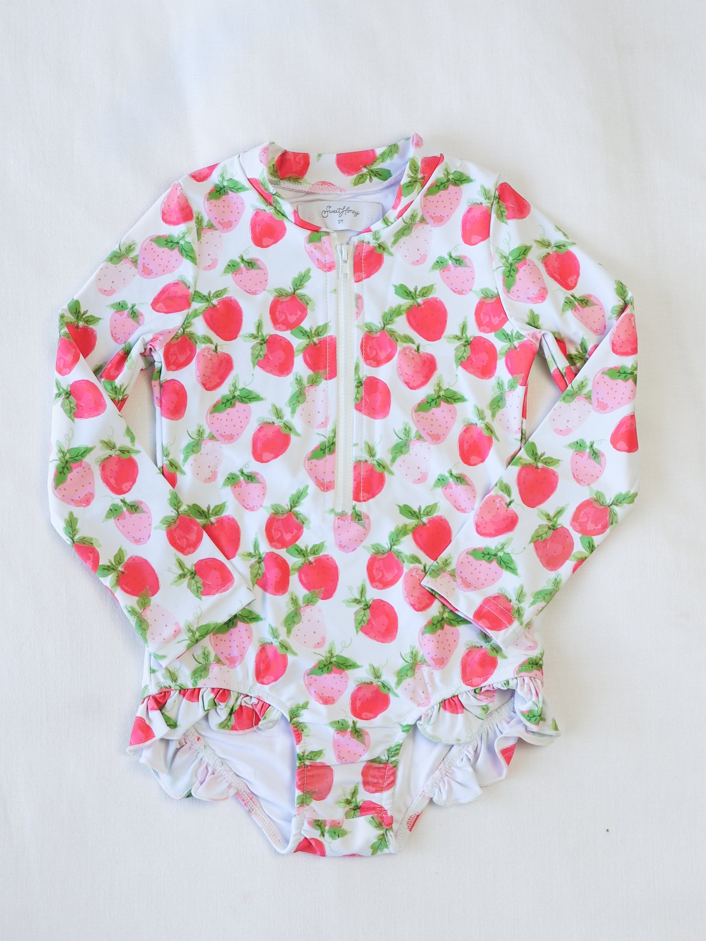 Solid Rash Guard - Watercolor Strawberries