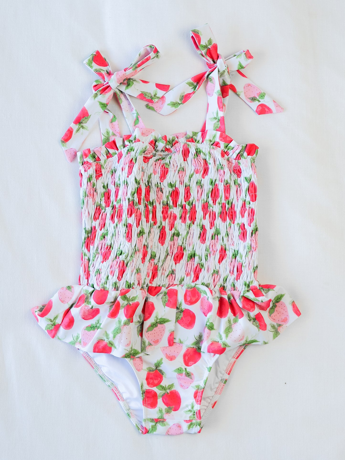 Smocked One Piece - Watercolor Strawberries