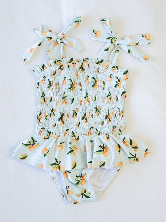 Smocked One Piece - Oranges Stripe