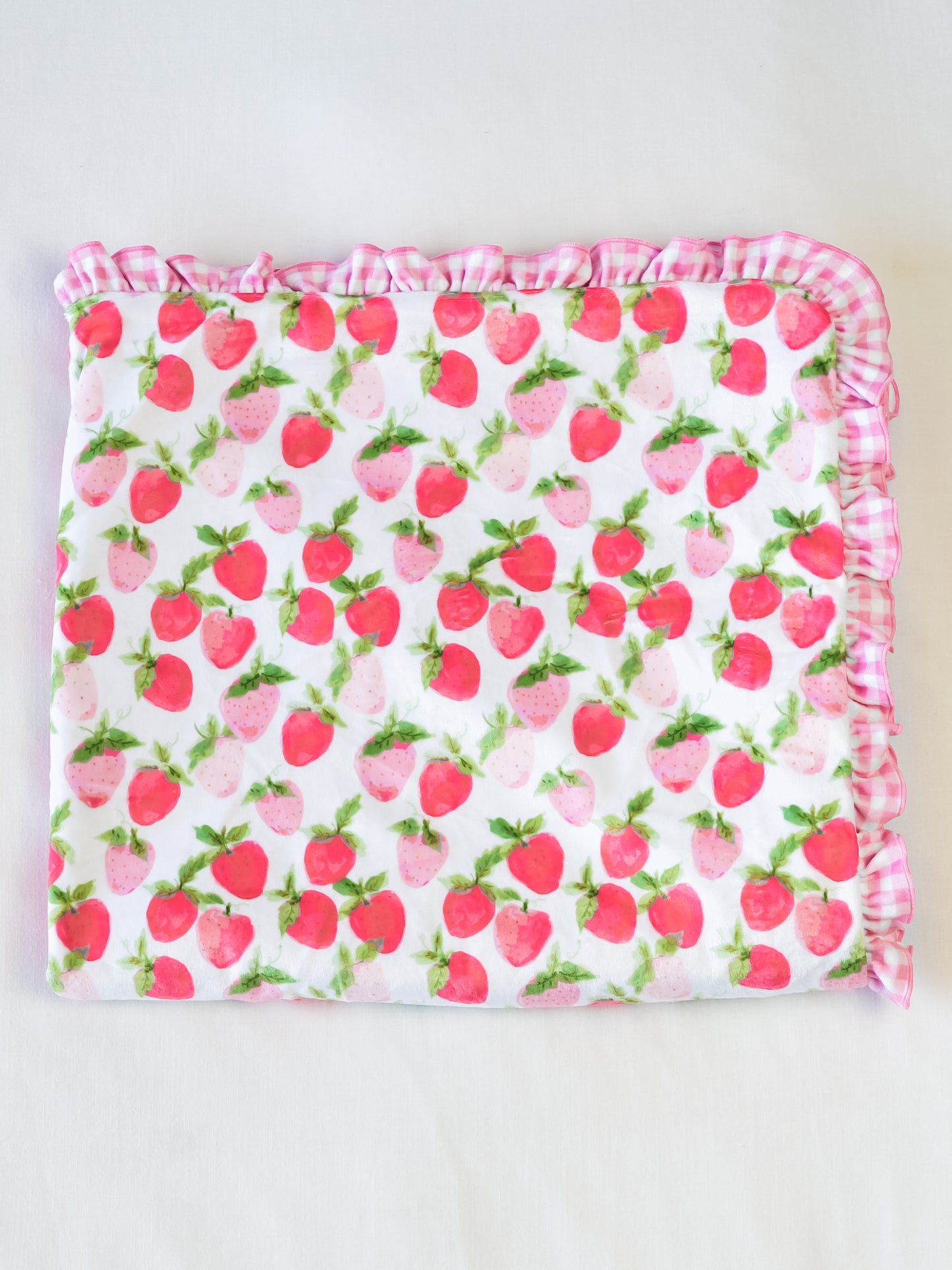 Ruffled Beach Blanket - Watercolor Strawberries