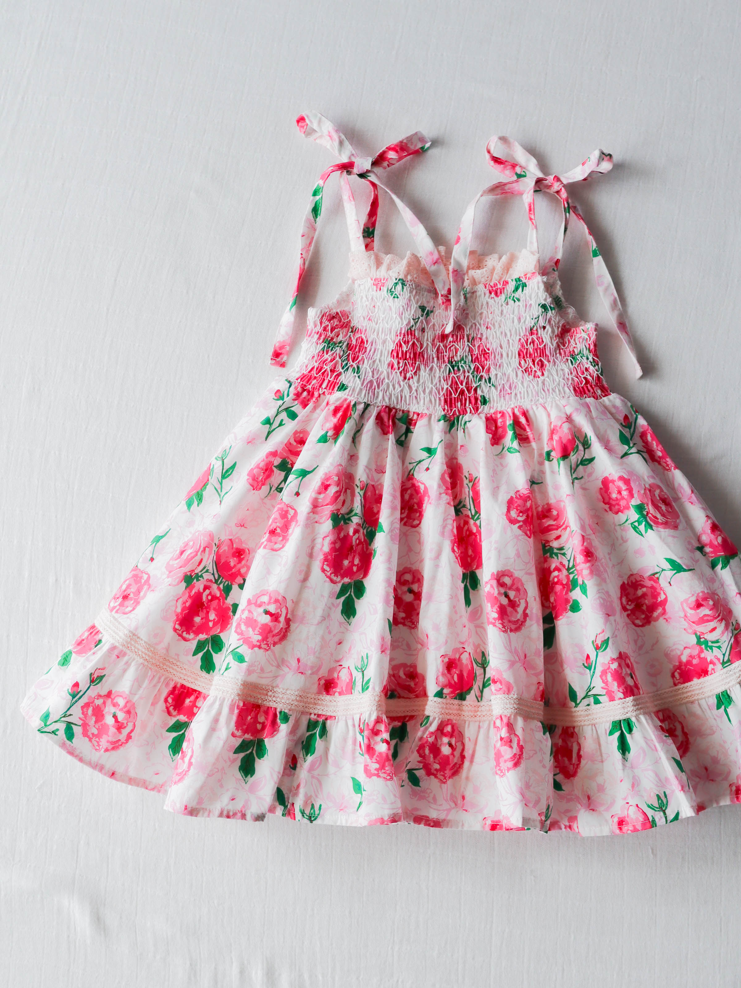 Audrey Smocked Dress - Raspberry Roses - SweetHoney Clothing
